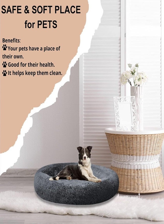 PAWSOME Plush Calming Dog Beds, Donut Dog Bed for Small Dogs, Medium, Large & X-Large, Comfy Cuddler Dog Bed and Cat Bed in Faux Fur (Black, XXL) - Image 4